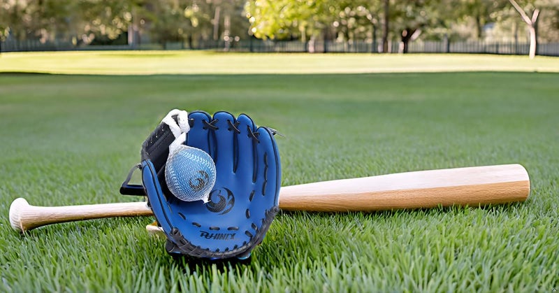 PHINIX 10"" Baseball Glove Tee Ball Mitts and Soft Rubber Ball for Kids Beginner Play Training Right Hand Throw Navy - Image 5